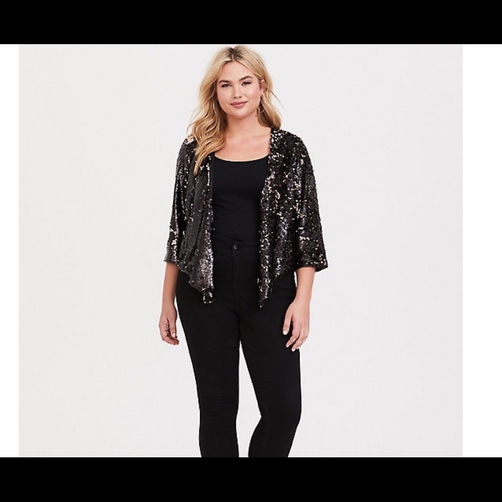 Torrid Black reversible sequin drape jacket  00/0